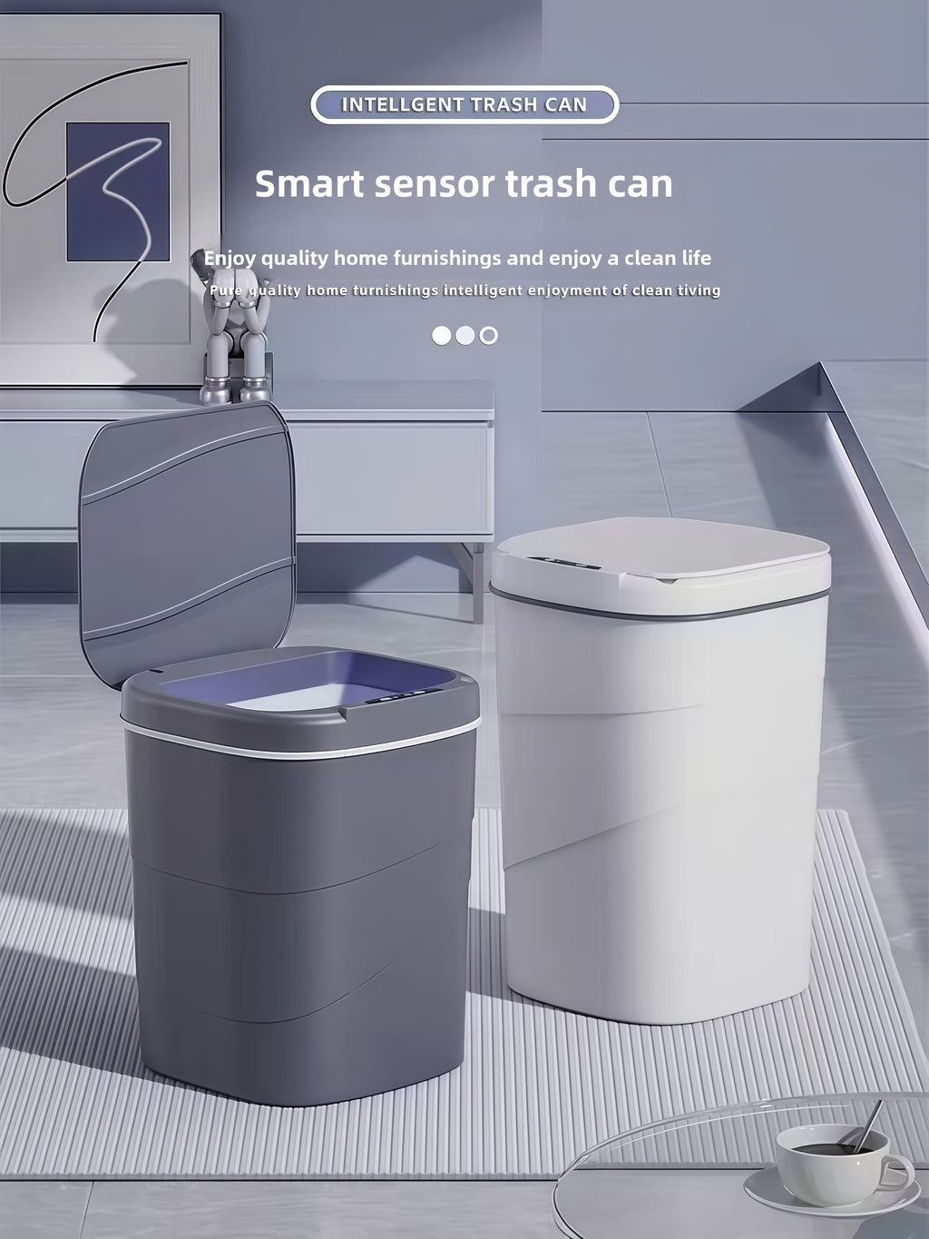 Smart Sensor Trash Can Automatic Lid Large Capacity Kitchen Bathroom