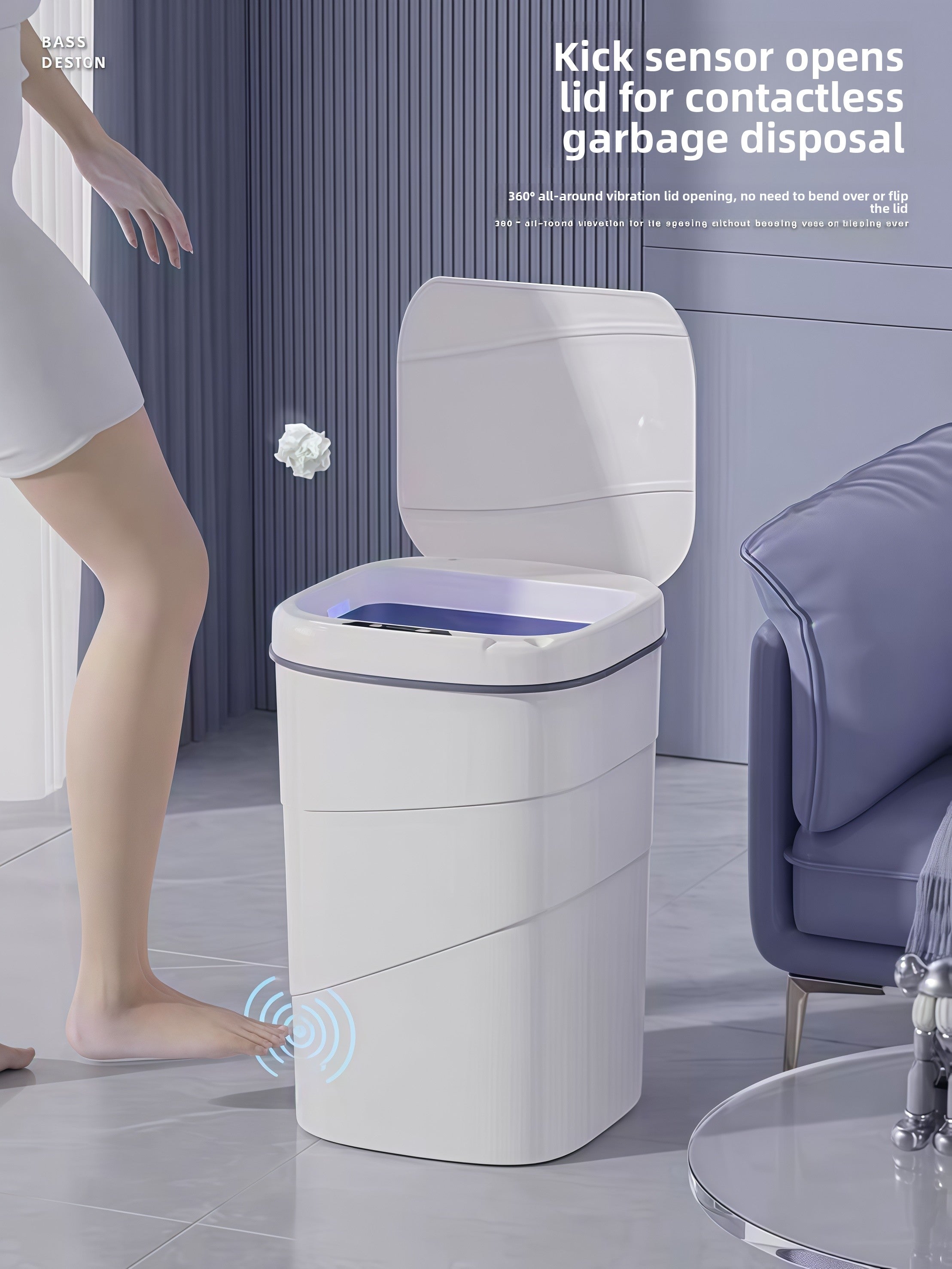 Smart Sensor Trash Can Automatic Lid Large Capacity Kitchen Bathroom