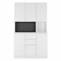 74 Inch Kitchen Storage Cabinet With Charging Station, Freestanding Buffet Cabinet With Drawer Sideboard, Modern Kitchen Storage Cabinet With Microwave Rack, Suitable For Kitchen, Living Room, Dining