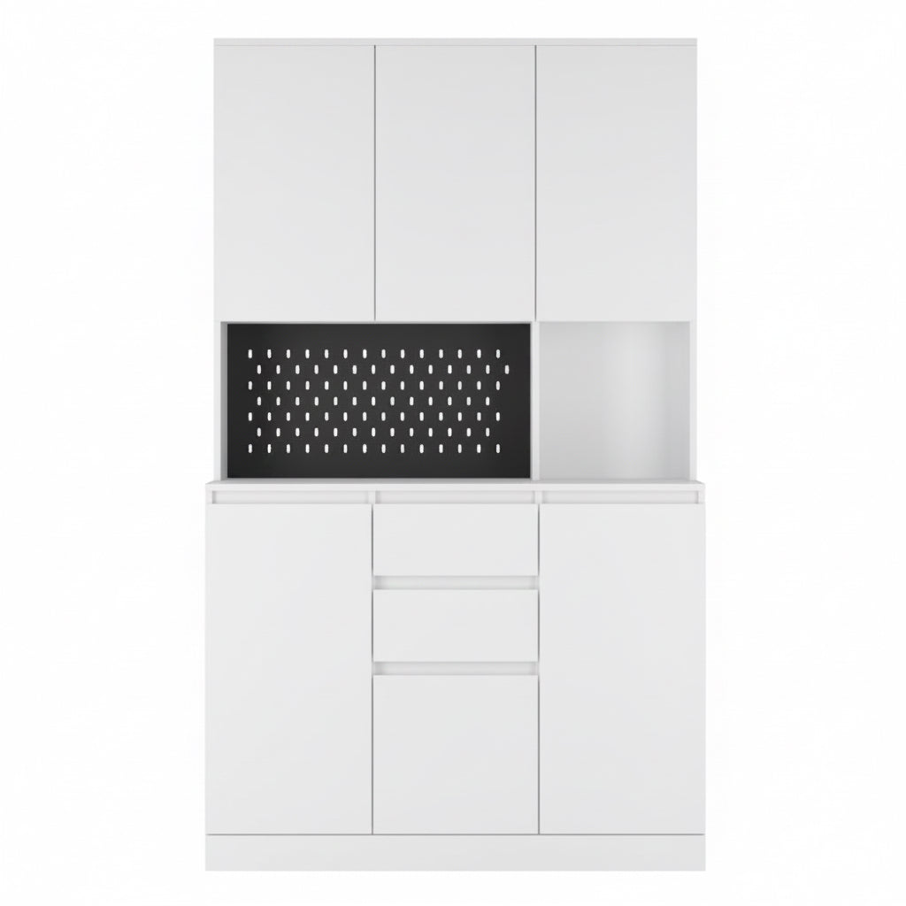 74 Inch Kitchen Storage Cabinet With Charging Station, Freestanding Buffet Cabinet With Drawer Sideboard, Modern Kitchen Storage Cabinet With Microwave Rack, Suitable For Kitchen, Living Room, Dining