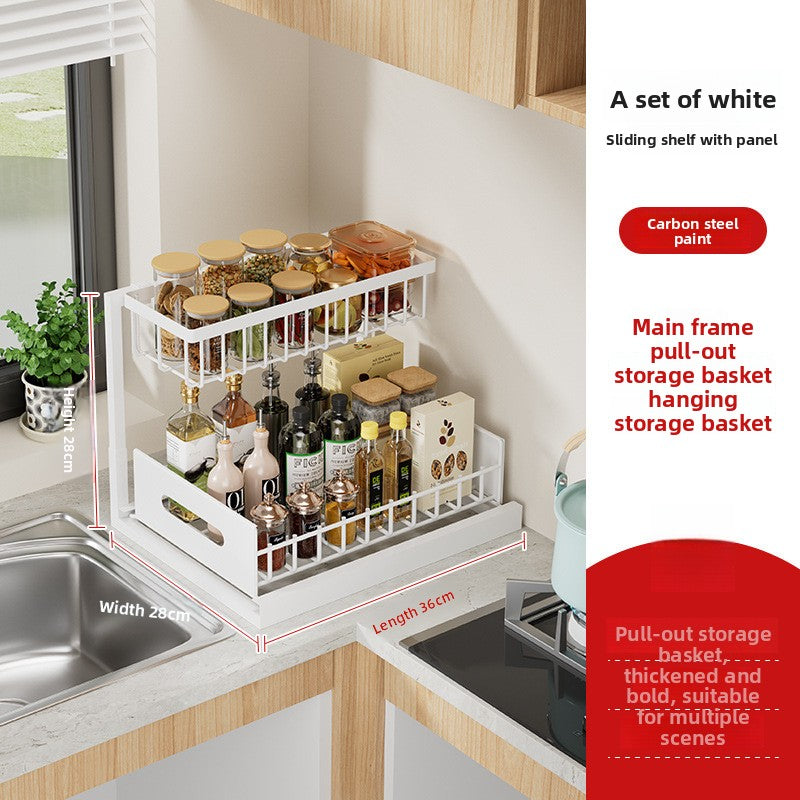 Pull-out Kitchen Countertop Storage Organizer Rack