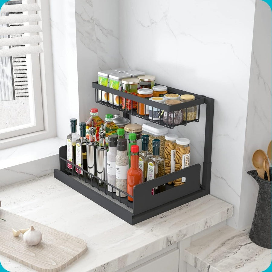 Pull-out Kitchen Countertop Storage Organizer Rack